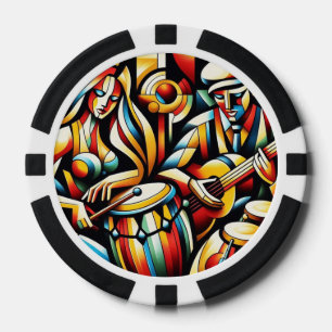 Jetons De Poker Chips de poker - Musiciens, Guitare, Bongos, Géomé