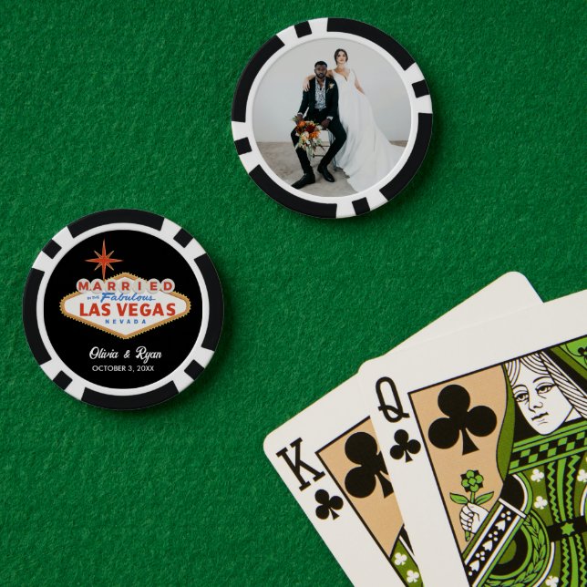 Jetons De Poker Chips de Poker Noir Personnalisé Marié à Vegas (Table de poker (double))