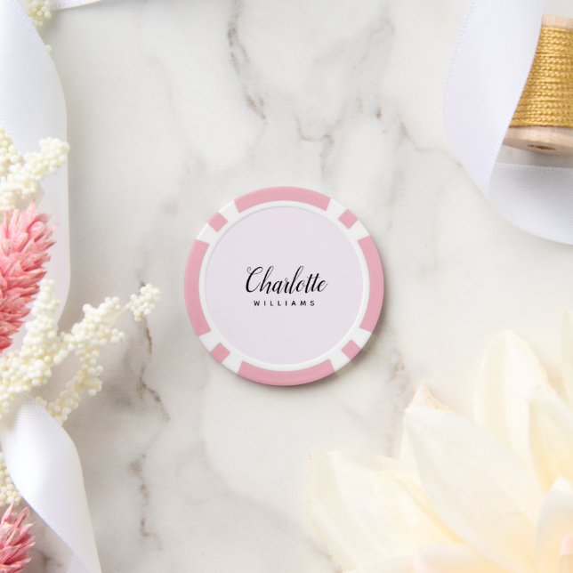 Jetons De Poker Chips de poker Pastel Pink Monogram - Conception p (Mariage)