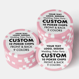 Jetons De Poker Chips de poker PINK personnalisés (jeu de 10)
