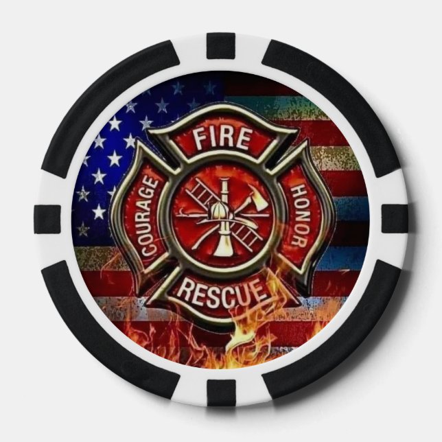 Jetons De Poker Chips de poker pour hommage aux pompiers (Recto)