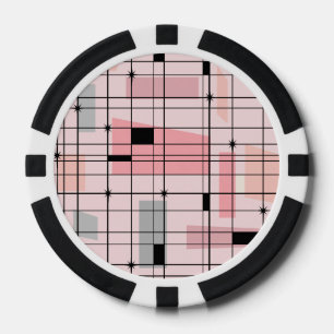 Jetons De Poker Chips de poker Retro Pink Grid et Starburts