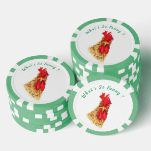 Jetons De Poker Chips de Poker Rooster Surpris - Texte Personnalis