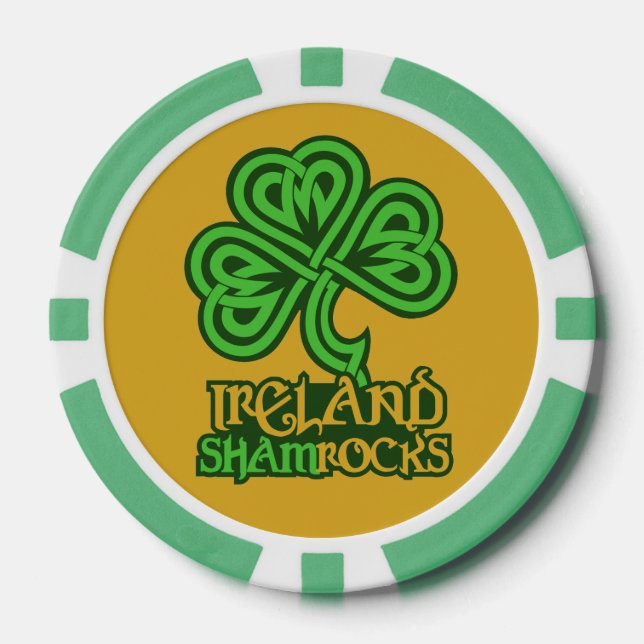 Jetons De Poker Chips de poker Shamrock irlandais (Recto)