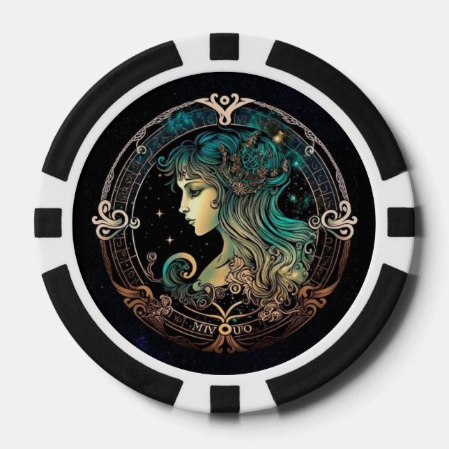Jetons De Poker Chips de poker Virgo Zodiac - Astrologie Jeu Nuit (Recto)