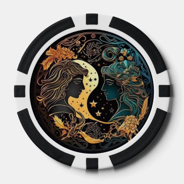 Jetons De Poker Chips de poker Zodiac Gemini - Astrologie Chips de (Recto)