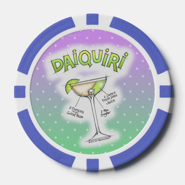 JETONS DE POKER CHIPS POKER PERSONNALISÉ - DAIQUIRI RECEPE COCKTAI (Recto)