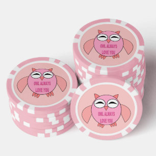 Jetons De Poker Chouette de message d'amour mignonne
