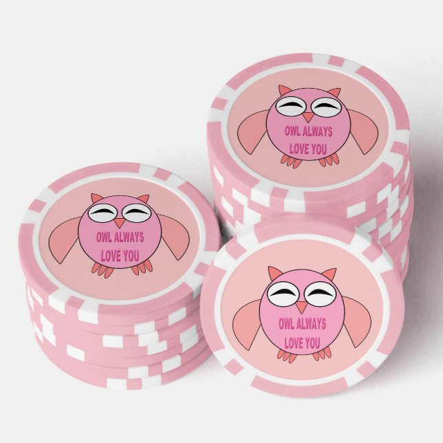 Jetons De Poker Chouette de message d'amour mignonne (Empiler)