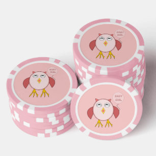 Jetons De Poker Chouette petite fille rose mignonne