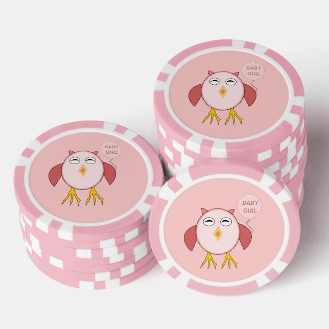 Jetons De Poker Chouette petite fille rose mignonne (Empiler)
