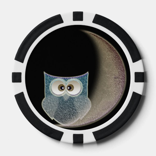 Jetons De Poker Chouette sur la Lune Chip Poker (Recto)