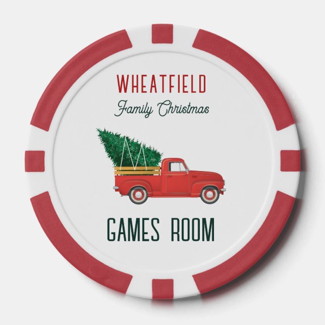 Jetons De Poker Christmas Red Truck Family Games Room Custom (Recto)