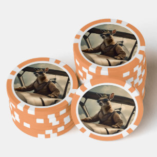 Jetons De Poker "Ciels Vintages : Le pilote Kangaroo dans l'ancien