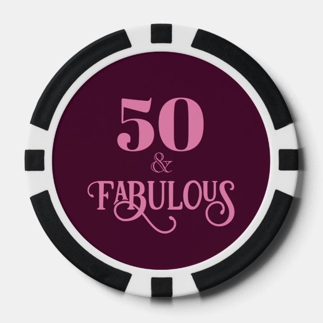Jetons De Poker Cinquante ans et Fabuleuse Fête d'anniversaire en  (Recto)