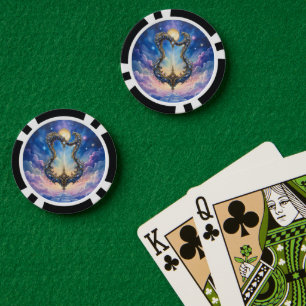 Jetons De Poker Cithare céleste éclairée par la lune – Art de fant
