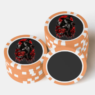 Jetons De Poker Citrouille de sorcière gothique Halloween Chat noi