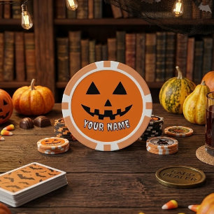 Jetons De Poker Citrouille orange personnalisée Halloween Votre no