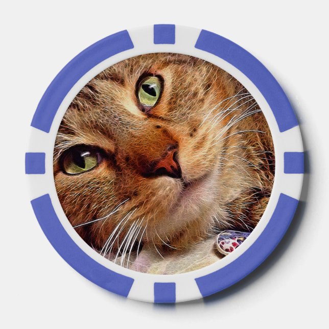 Jetons De Poker Clay Poker Chips - "Green Eyed Kitty" par SnapDadd (Recto)