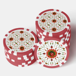 Jetons De Poker Coccinelle de Noël Rouge Blanc Vert