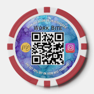 Jetons De Poker Code QR Instagram Entreprise Aquarelle Merci