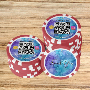 Jetons De Poker Code QR Instagram Entreprise Aquarelle Merci