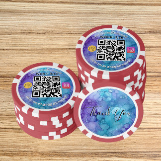 Jetons De Poker Code QR Instagram Entreprise Aquarelle Merci