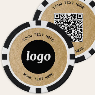 Jetons De Poker Code QR Logo Texte Promotion Entreprise Or