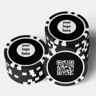 Jetons De Poker Code QR promotionnel de logo d'entreprise noir per