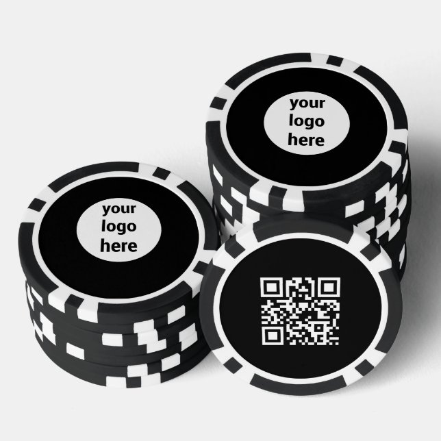 Jetons De Poker Code QR promotionnel de logo d'entreprise noir per (Empiler)