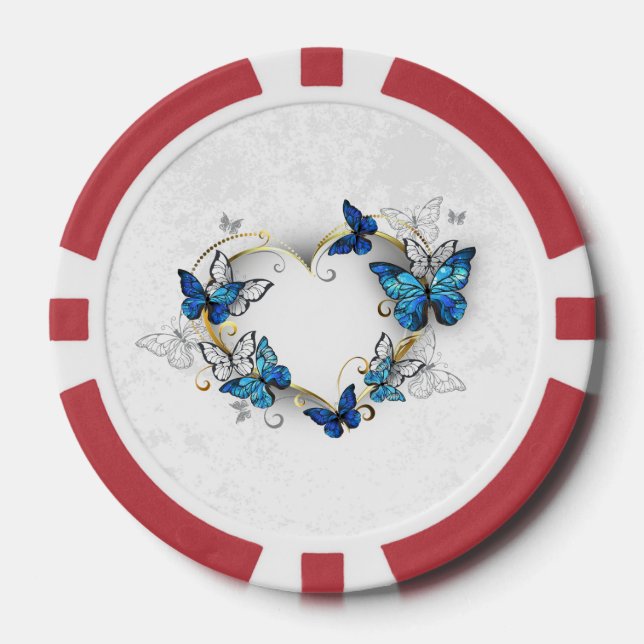Jetons De Poker Coeur bijoux avec papillons Morpho (Recto)