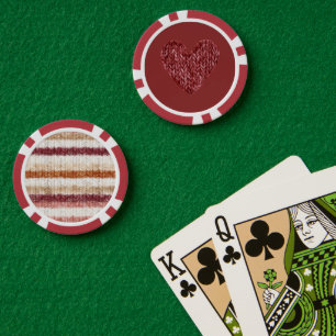 Jetons De Poker Cœur en faux tricot rouge