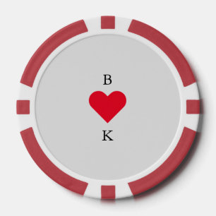 Jetons De Poker Cœur Personnalisé Rouge & Gris