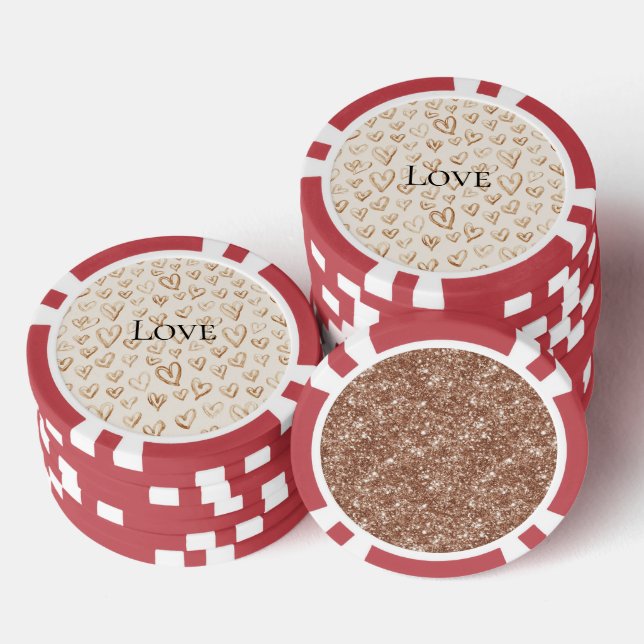 Jetons De Poker Cœurs bruns crème Saint-Valentin Amour (Empiler)