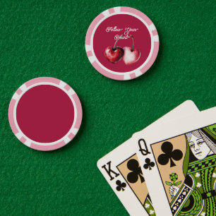 Jetons De Poker Cœurs de Cerise Rouge