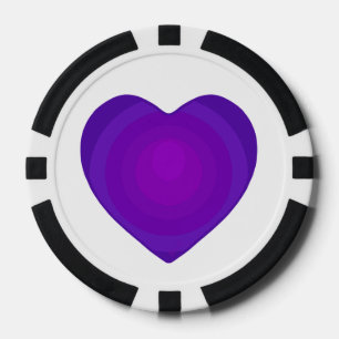 Jetons De Poker Cœurs violets B&W qui battent