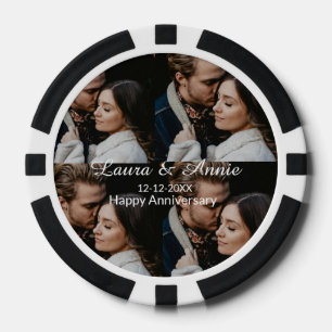 Jetons De Poker collage de photos de joyeux anniversaire nom date