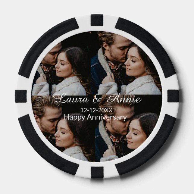 Jetons De Poker collage de photos de joyeux anniversaire nom date  (Recto)