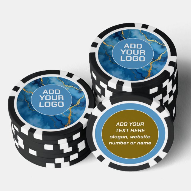 Jetons De Poker Collection de marbre bleu azur tendance or (Empiler)