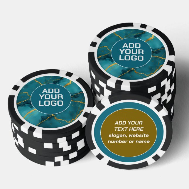 Jetons De Poker Collection de marbre bleu turquoise tendance or (Empiler)
