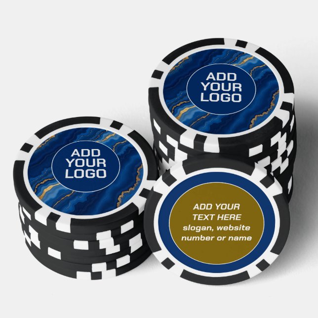 Jetons De Poker Collection de marbre doré bleu royal tendance (Empiler)