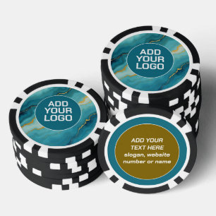 Jetons De Poker Collection de marbre moderne turquoise bleu or
