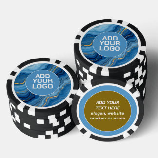 Jetons De Poker Collection populaire de marbre bleu azur or