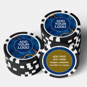 Jetons De Poker Collection populaire de marbre bleu royal or