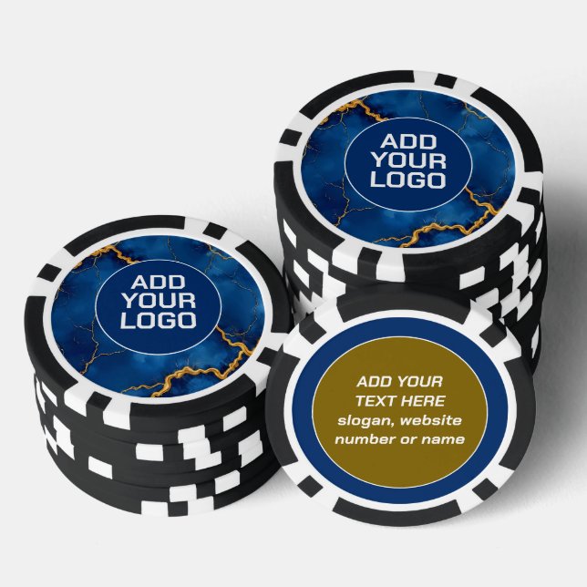 Jetons De Poker Collection populaire de marbre bleu royal or (Empiler)
