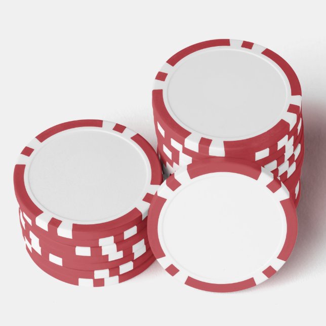 Jetons de poker composites, bord rayé rouge (Empiler)