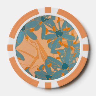 Jetons De Poker Conception de feuille contemporaine en pêche