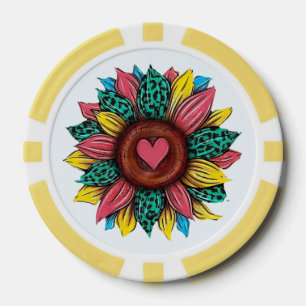 Jetons De Poker Conception de flair Sunflower Western Cowgirl