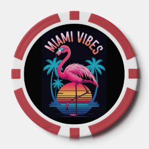 Jetons De Poker Conception de flamant rose d'été Miami Vibes-63454