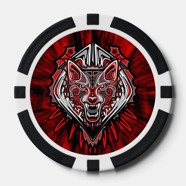 Jetons De Poker Conception de totem tribal Haida Loup (Recto)